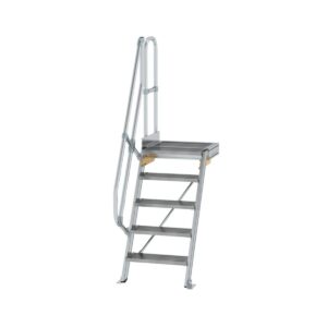Günzburger Steigtechnik Treppe mit Plattform 60° Stufenbreite 600 mm 5 Stufen Aluminium geriffelt