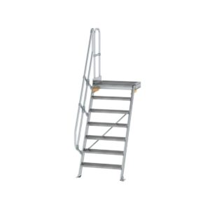 Günzburger Steigtechnik Treppe mit Plattform 60° Stufenbreite 800 mm 7 Stufen Aluminium geriffelt