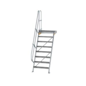 Günzburger Steigtechnik Treppe mit Plattform 60° Stufenbreite 800 mm 8 Stufen Aluminium geriffelt
