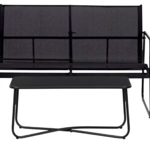 Lounge-Set 4-teilig, schwarz, Metall