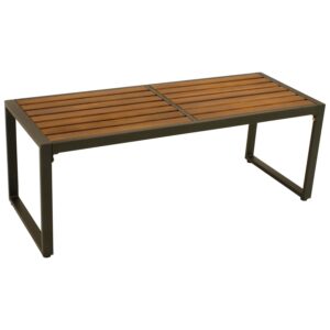 Hockerbank 2-sitzer Stahl anthrzait + Akazie