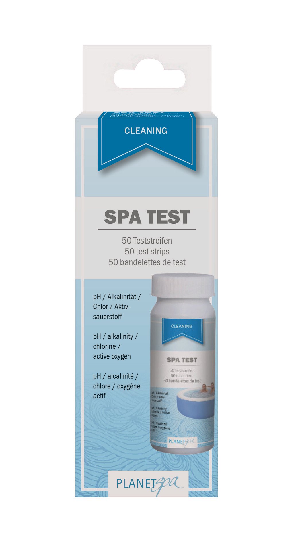 Wasserteststreifen (50Stück), pH/Chlor/O2/Alkalinität Planet Spa ab 2017