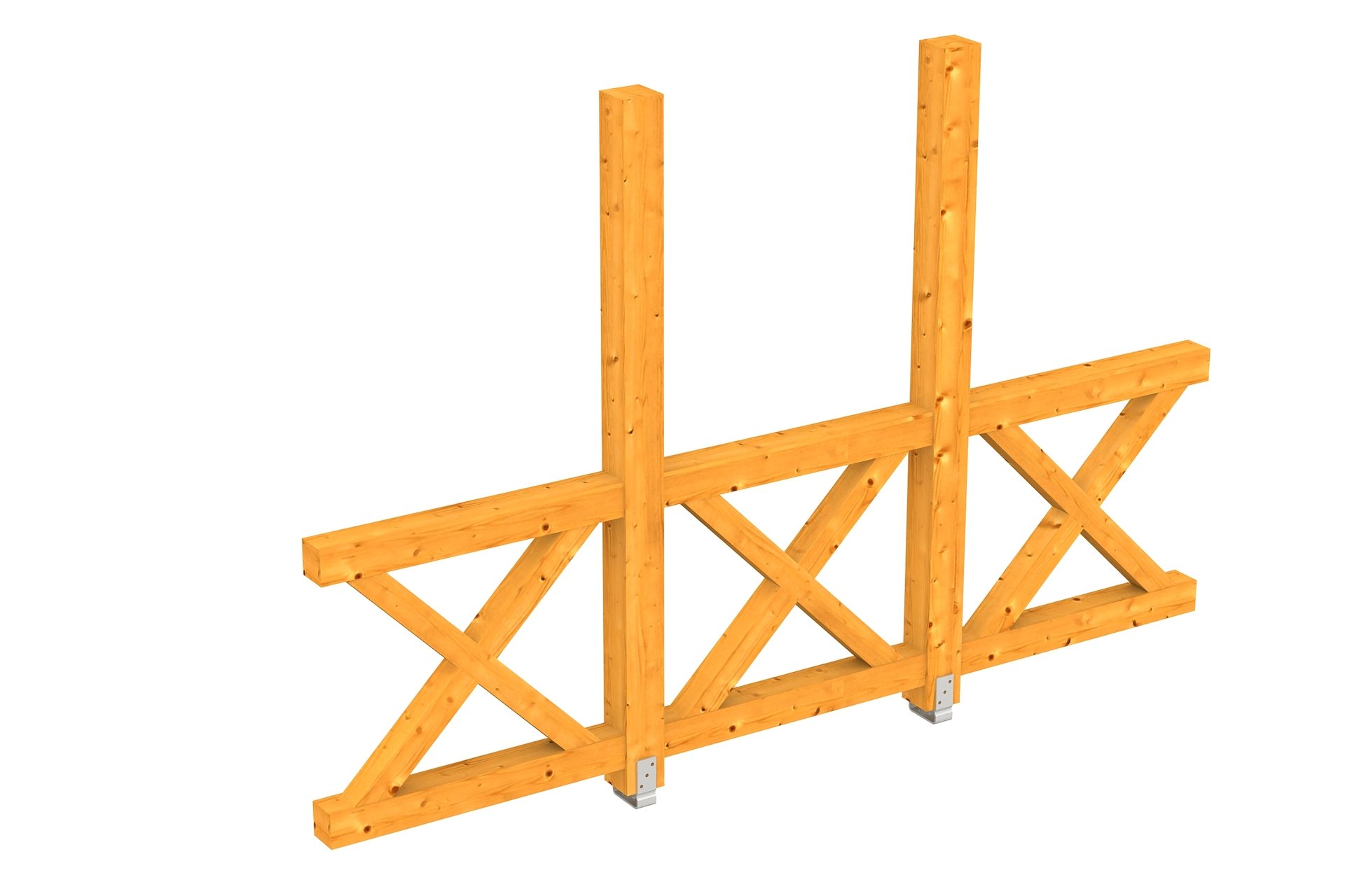 Seitenwand Andreaskreuz, freistehehend Fichte 1 Seitenwand Andreaskreuz, freistehehend Fichte