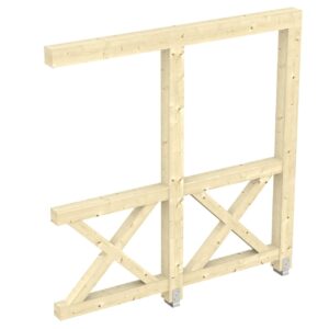 Seitenwand Andreaskreuz, Wandanbau Fichte