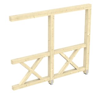 Seitenwand Andreaskreuz, Wandanbau Fichte