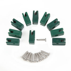 Spanndraht-Halter f. Rundpfosten, 10 Stück, inkl Schrauben, grün