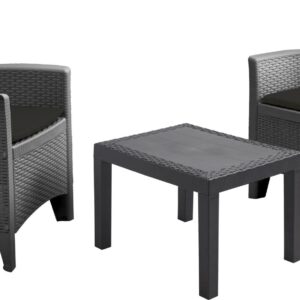 Möbelset Akita, 3-teilig, anthrazit inkl. Kissen