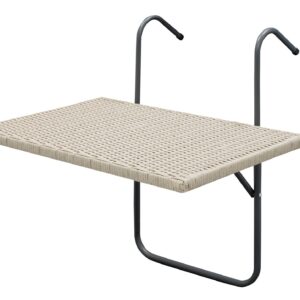 Balkonhängetisch 60x40cm, Polyrattan grau