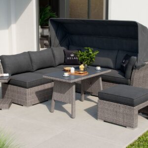 Multifunktions-Lounge Trivor, 5 Plätze, Alu/Kunststoff, dakar-nature