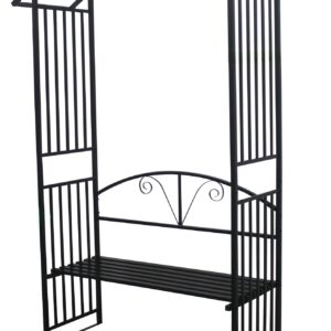 Rosenbogen mit integrierter Sitzbank, Stahl, schwarz