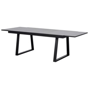 Ausziehtisch 180/240x100cm mit Kufengestell, Alu anthrazit + Glas in Keramikoptik