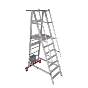 Euroline Alu-Podestleiter, fahr- und klappbar Nr. 32778, 60 kg Ballast 1x7