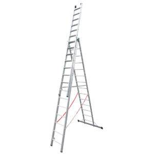 Euroline Alu-Stufen-Mehrzweckleiter 3-teilig 3x14 mit Stufen-Aufsteckteil Vielzweckleiter