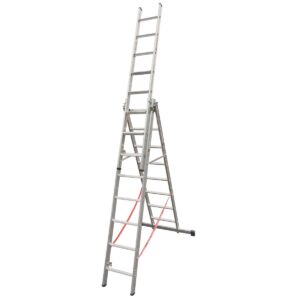 Euroline Alu-Stufen-Mehrzweckleiter 3-teilig 3x8 mit Stufen-Aufsteckteil Vielzweckleiter