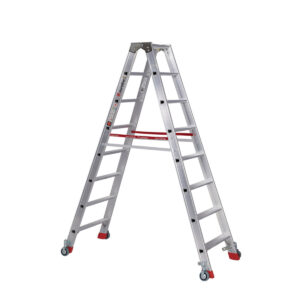 Euroline Alu-Stufenstehleiter mit vier Federrollen und zwei Feststellern Nr. 30573 2x8