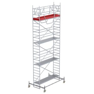 Euroline Gerüsttyp 9513 mit Fahrbalken verschiebbar und Sicherheitsaufbau (Typ 0,75 x 2,85 m) mit Arbeitshöhe bis 8,50 m