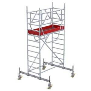 Euroline Gerüsttyp 9521 mit Fahrbalken verschiebbar und Sicherheitsgeländern (Typ 0,75 x 1,80 m) mit Arbeitshöhe bis 4,30 m