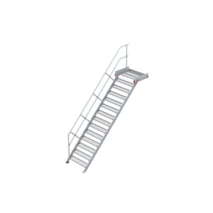 Euroline Podesttreppe 45 Grad, 1000 mm Stufenbreite 1 Treppen-/Podestgeländer, Stufenausführung Stahl - Gitterrost 14 Stufen