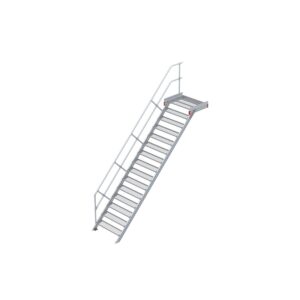 Euroline Podesttreppe 45 Grad, 1000 mm Stufenbreite 1 Treppen-/Podestgeländer, Stufenausführung Stahl - Gitterrost 15 Stufen