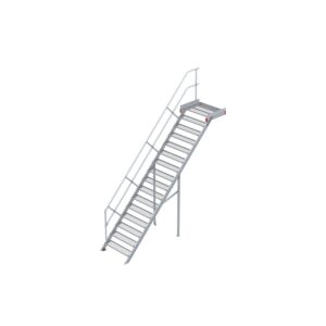 Euroline Podesttreppe 45 Grad, 1000 mm Stufenbreite 1 Treppen-/Podestgeländer, Stufenausführung Stahl - Gitterrost 16 Stufen