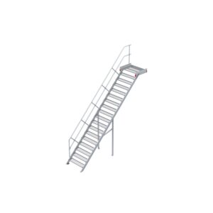 Euroline Podesttreppe 45 Grad, 1000 mm Stufenbreite 1 Treppen-/Podestgeländer, Stufenausführung Stahl - Gitterrost 18 Stufen