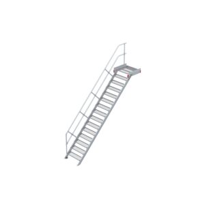 Euroline Podesttreppe 45 Grad, 800 mm Stufenbreite 1 Treppen-/Podestgeländer, Stufenausführung Stahl - Gitterrost 15 Stufen