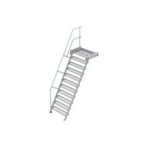 Euroline Podesttreppe 60 Grad, 1000 mm Stufenbreite 1 Treppen-/Podestgeländer, Stufenausführung Stahl - Gitterrost 11 Stufen