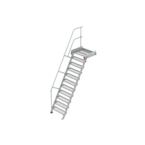 Euroline Podesttreppe 60 Grad, 800 mm Stufenbreite 1 Treppen-/Podestgeländer, Stufenausführung Stahl - Gitterrost 11 Stufen