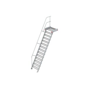 Euroline Podesttreppe 60 Grad, 800 mm Stufenbreite 1 Treppen-/Podestgeländer, Stufenausführung Stahl - Gitterrost 14 Stufen