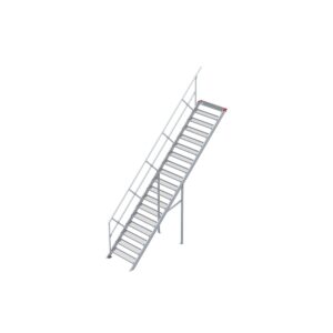 Euroline Treppe 45 Grad, 1000 mm Stufenbreite, 1 Handlauf, Stufenausführung Stahl - Gitterrost 18 Stufen