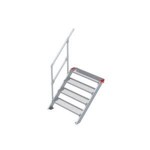 Euroline Treppe 45 Grad, 1000 mm Stufenbreite, 1 Handlauf, Stufenausführung Stahl - Gitterrost  4 Stufen