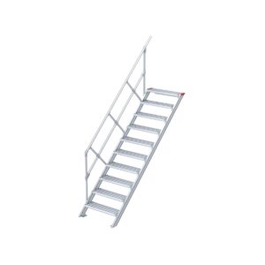 Euroline Treppe 45 Grad, 600 mm Stufenbreite, 1 Handlauf, Stufenausführung Alu – gerieft 10 Stufen