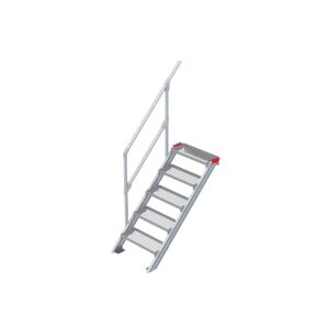 Euroline Treppe 45 Grad, 600 mm Stufenbreite, 1 Handlauf, Stufenausführung Stahl - Gitterrost 5 Stufen