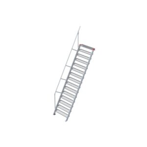 Euroline Treppe 60 Grad, 1000 mm Stufenbreite, 1 Handlauf, Stufenausführung Stahl - Gitterrost 15 Stufen