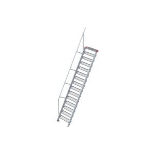 Euroline Treppe 60 Grad, 800 mm Stufenbreite, 1 Handlauf, Stufenausführung Stahl - Gitterrost 15 Stufen