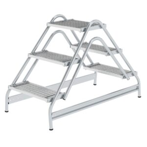 Günzburger Steigtechnik Arbeitspodest beidseitig begehbar Stahl-Gitterrost 2x3 Stufen