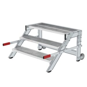 Günzburger Steigtechnik Arbeitspodest fahrbar, Stufenbreite 1000 mm, Stahl-Gitterrost 3 Stufen