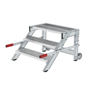 Günzburger Steigtechnik Arbeitspodest fahrbar, Stufenbreite 800 mm, Stahl-Gitterrost 3 Stufen