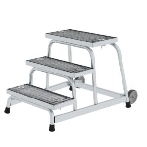 Günzburger Steigtechnik Arbeitspodest starr Stahl-Gitterrost mit Rollen 3 Stufen