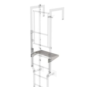 Günzburger Steigtechnik Ausstiegstritt passend für Sicherungstüre mit Steigschutzschiene Edelstahl Spaltmaß 300mm