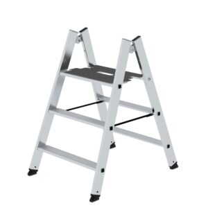 Günzburger Steigtechnik Klapptritt beidseitig begehbar Alu natur 3 Stufen