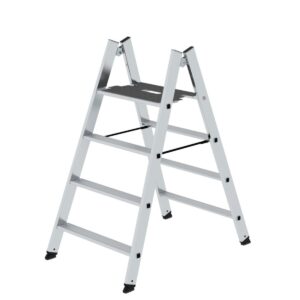 Günzburger Steigtechnik Klapptritt beidseitig begehbar Alu natur 4 Stufen