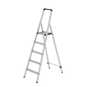 Günzburger Steigtechnik ML Stufen-Stehleiter einseitig begehbar Aluminium eloxiert 5 Stufen