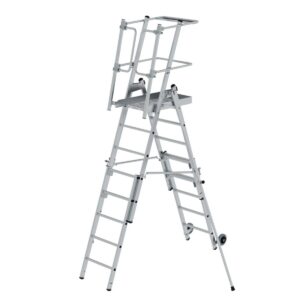 Günzburger Steigtechnik Plattformleiter FlexxStep 5 Sprossen mit Teleskopaufsatz 3 Sprossen