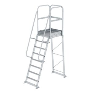 Günzburger Steigtechnik Plattformleiter stationär 8 Stufen mit Bodenwinkel