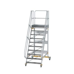 Günzburger Steigtechnik Plattformtreppe fahrbar 60° Stufenbreite 1000 mm 10 Stufen