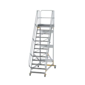 Günzburger Steigtechnik Plattformtreppe fahrbar 60° Stufenbreite 1000 mm 13 Stufen