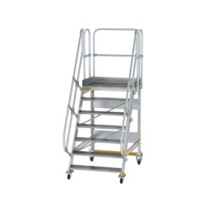 Günzburger Steigtechnik Plattformtreppe fahrbar 60° Stufenbreite 1000 mm 7 Stufen