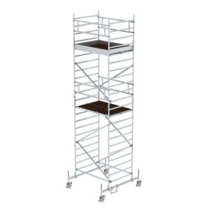 Günzburger Steigtechnik Rollgerüst 1,35 x 1,80 m mit Fahrbalken & Doppel-Plattform Plattformhöhe 5,78 m