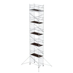 Günzburger Steigtechnik Rollgerüst 1,35 x 2,45 m mit Ausleger & Doppel-Plattform Plattformhöhe 11,47 m